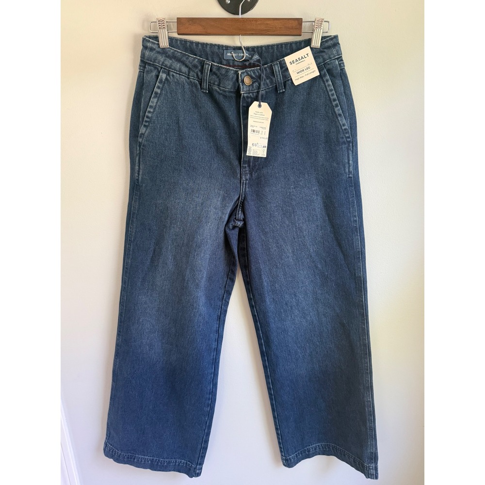 Seasalt Cornwall Sennen Cove Jeans Wide Leg High Rise‎ Organic Cotton US 6 NWT